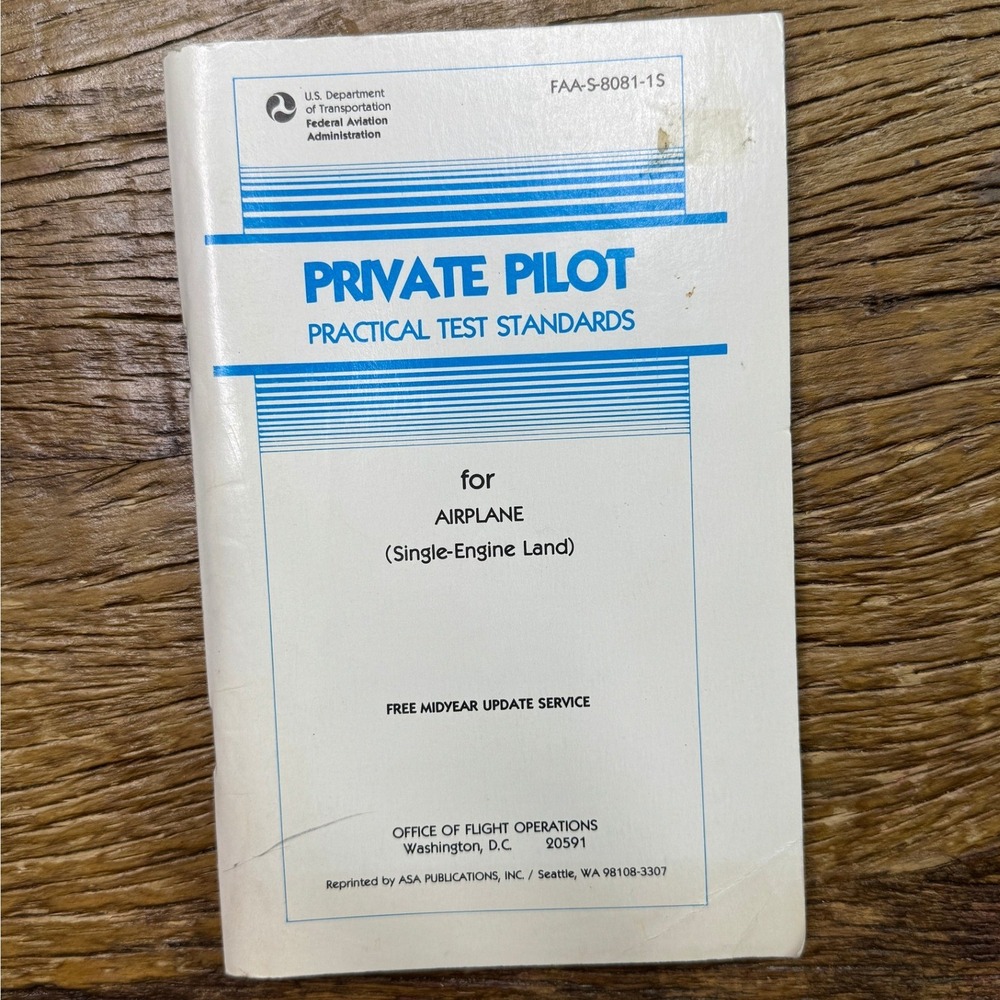 Vintage FAA Private Pilot Practical Test Standards FAA-S-8081-1S ASA Airplane